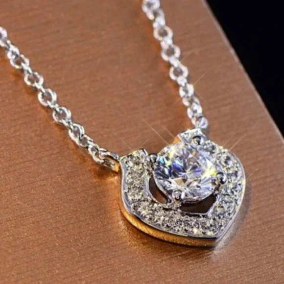 💥Pave Unique Hollow Pendant Necklace for Women, UNVN12410 - Picture 1 of 5